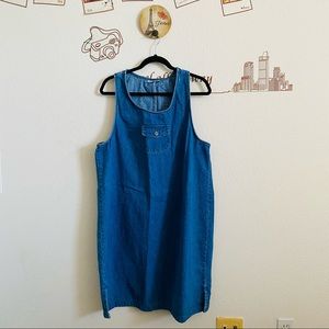 Mirrors 2 Denim Sleeveless Pocket Midi Dress L
